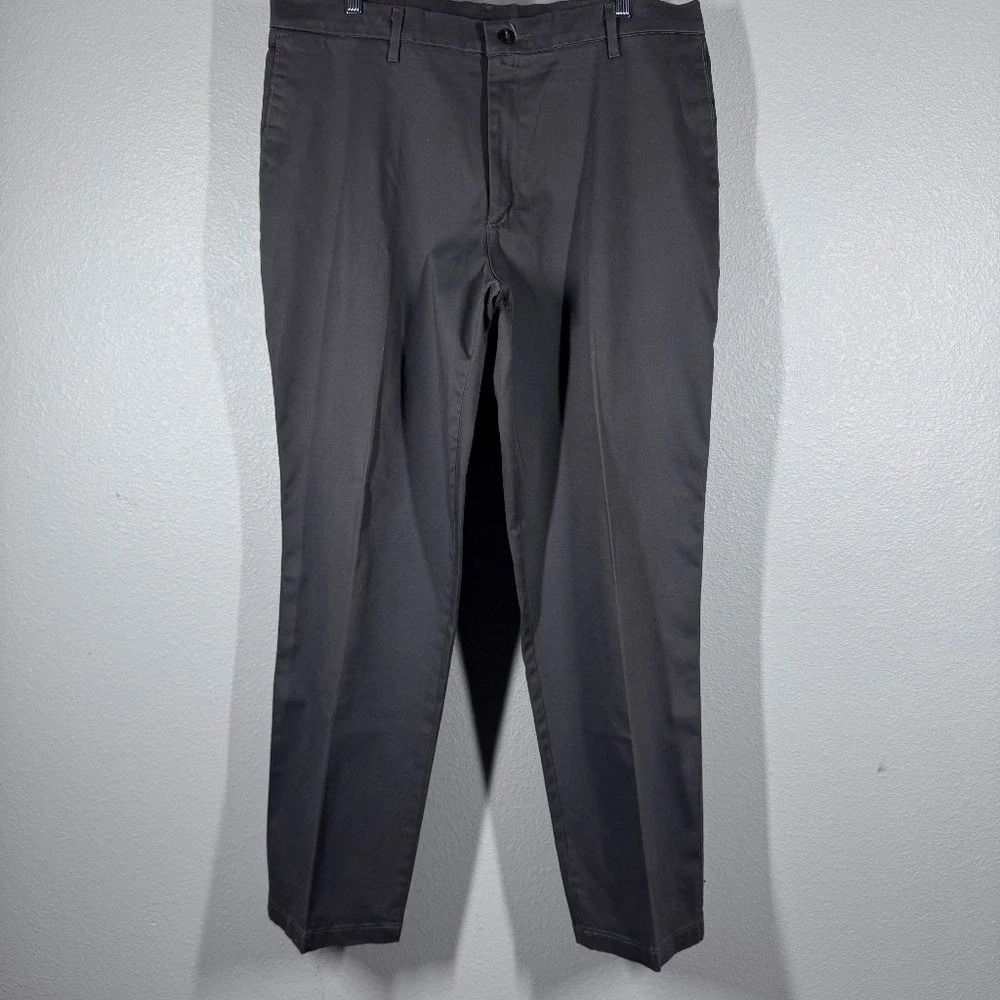 Wrangler Wrinkle Resistant Chinos Mens 38x32 Dark Grey Charcoal Pants‎